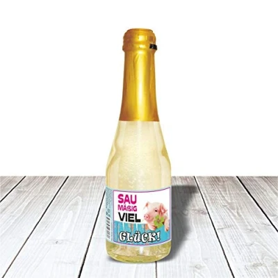 Abbildung von Piccolo Tierische liebe Grüße Beerenperlwein 0,2 l Sekt halbtrocken prickelnd freischer Fruchtsecco Perlwein aus weißen Beeren (Piccolo: Saumäßig viel Glück )
