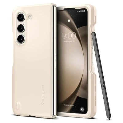 Abbildung von Samsung Galaxy Z Fold 5 Hülle Kunststoff Spigen Backcover/Hard Case Handyhülle Beige Shockproof/Stoßfest