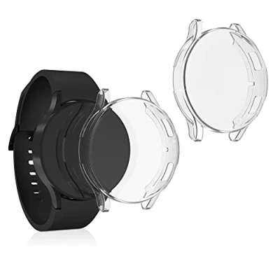 Abbildung von kwmobile 2X Schutzhülle kompatibel mit Samsung Galaxy Watch 4 (40mm) Hülle Fullbody Cover Set aus Silikon Transparent