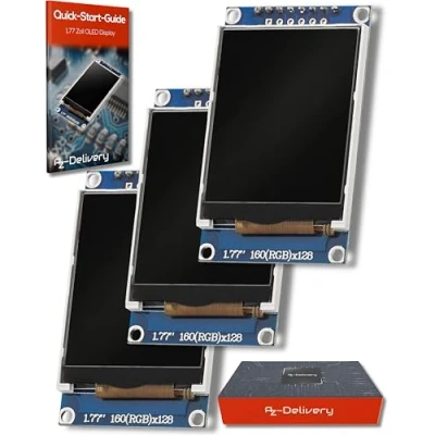 Abbildung von AZDelivery 3 x 1,77 Zoll SPI TFT Display 128x160 Pixel ST7735 2,7V 3,3V kompatibel mit Arduino und Raspberry Pi inklusive E Book!