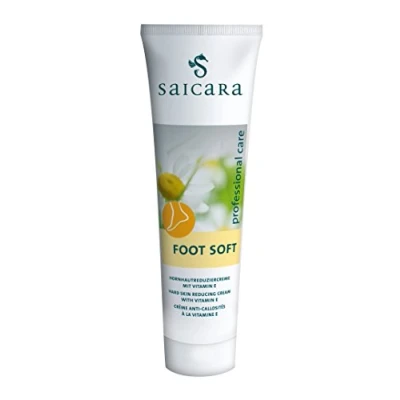 Abbildung von saicara Foot Soft 100 ml Hornhautreduziercreme in der Tube mit 4% Urea zur Reduzierung von Hornhaut und Pflege Füße