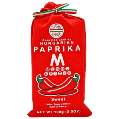 Abbildung von Menol Spices Authentischer Ungarische edelsüß Paprikapulver (Süß 100g) Spitzenqualität für Feinschmecker, Hergestellt in der Gegend von Szeged, Ungarn, Leuchtend paprika rot