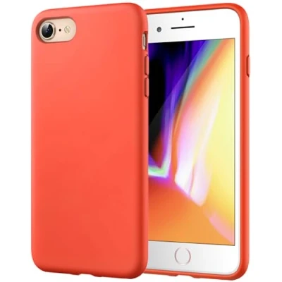 Abbildung von JETech Silicone Hülle für iPhone SE 3/2 (Modell 2022/2020), 8 und 7, seidigem Ganzkörper Schutzhülle, mit weichem Mikrofaser Innenfutter stoßfestes Abdeckung (Orangerot)