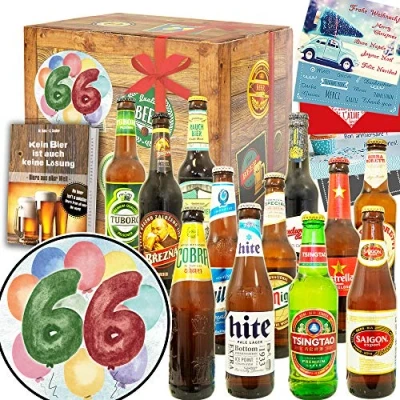Abbildung von 66. Geburtstagsgeschenk + Geschenke zum 66 Geburtstag Mann Deko Bierset Welt
