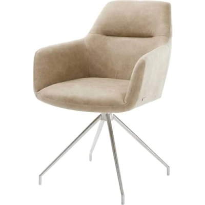 Abbildung von Drehstuhl Pejo Flex Beige Vintage Kreuzgestell konisch Edelstahl 180 drehbar