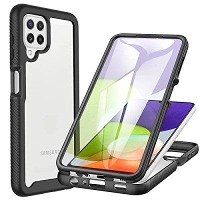 Abbildung von CENHUFO Hülle für Samsung Galaxy A22 4G/ M22/ M32 4G, 360 Grad Handyhülle Stoßfest Schutzhülle mit Eingebautem Displayschutz, Robust Panzerhülle Bumper Full Cover Outdoor komplett Case Schwarz