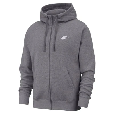 Abbildung von Nike Herren Hoodie mit Durchgehendem Reißverschluss Sportswear Club Fleece, Charcoal Heather/Anthracite/White, M T, BV2645 071