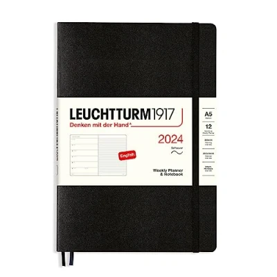 Abbildung von LEUCHTTURM1917 367788 Wochenkalender &amp; Notizbuch Softcover Medium (A5) 2024, 12 Monate, Schwarz, Englisch