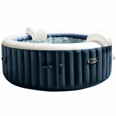 Abbildung von Intex 28430EX Whirlpool aufblasbar PureSpa Bubble Massage, 4 Personen, 140 Düsen, Heizung, PVC, Navyblau, ⌀ 196x71 cm