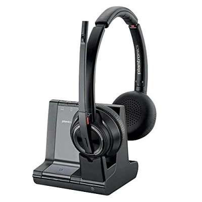 Abbildung von Poly Bluetooth DECT Headset Savi W8220 M Binaurale Tragevariante (mit USB); Microsoft Skype for Business zertifiziert in Schwarz