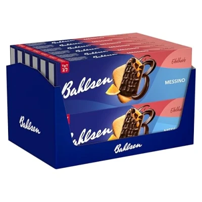 Abbildung von Bahlsen Messino Edelherb 12er Pack Luftiges Gebäck mit Orangenfüllung und edelherber Schokolade (12 x 125 g)