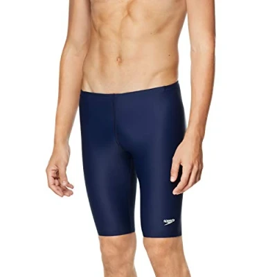 Abbildung von Speedo Herren Powerflex Eco Solid Jammer Badeanzug Kurz, Marineblau, W32 (3er Pack)