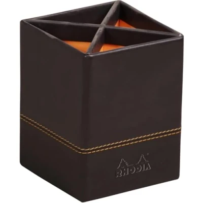 Abbildung von Rhodia 118816C ePure Stifteköcher (aus italienischem Kunstleder, 11 x 9 cm, ideal für Ihr Schreibtisch, 4 Fächer) 1 Stück schwarz