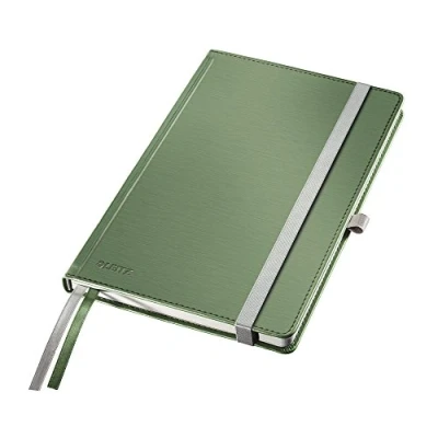 Abbildung von Leitz Notizbuch A5 liniert, 160 Seiten, 80 Blatt, Hardcover Mit hochwertigem Bezug, 100 g/m² Papier, Gummizugverschluss, Textilbänder, Stiftelasche, Tasche, Style Serie, Seladon Grün, 44850053