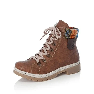 Abbildung von Rieker Schnürstiefelette, Damen, Größe: 38, Nuss/antik/orange/multicolor/kastanie Schuhe