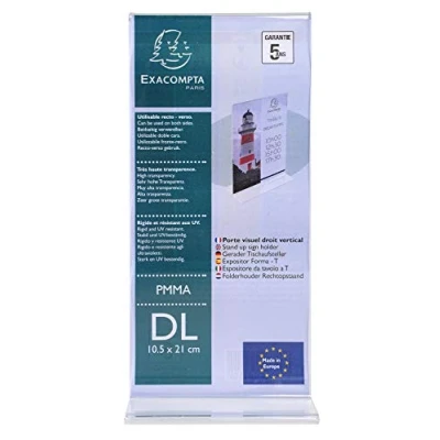 Abbildung von Exacompta 83158D Tischaufsteller Format DL T Form Hoch, transparent und robust, 1 Stück