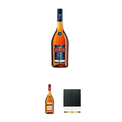 Abbildung von Wilthener XO Nr.1 Weinbrand 0,7 Liter + VSOP feiner alter Schiefer Glasuntersetzer eckig ca. 9,5 cm Durchmesser