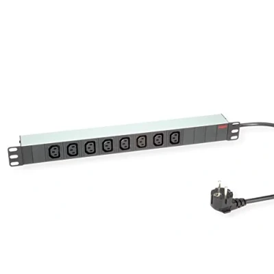 Abbildung von ROLINE 19&quot; Steckdosenleiste 8fach C13 + Schutzkontakt Stecker, Aluminium, 2 m