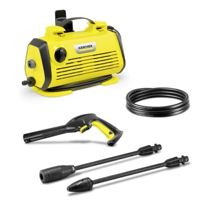 Abbildung von Kärcher Hochdruckreiniger K 3 Horizontal Plus, Druck: max. 120 bar, Fördermenge: 380 l/h, Flächenleistung: 25 m²/h, Gewicht: 4,8 kg, Hochdruckschlauch und Pistole, Dreckfräser, Strahlrohr