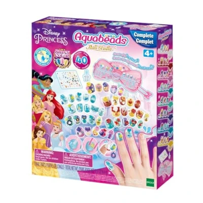 Abbildung von Aquabeads 35006 Disney Prinzessinnen Nagelstudio Nageldesign, Bastelset für Kinder ab 4 Jahren, ohne Bügeln oder Kleben
