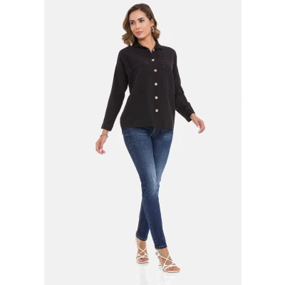 Abbildung von Cipo &amp; Baxx Freizeit Hemdbluse, Damen, Größe: Large, Black