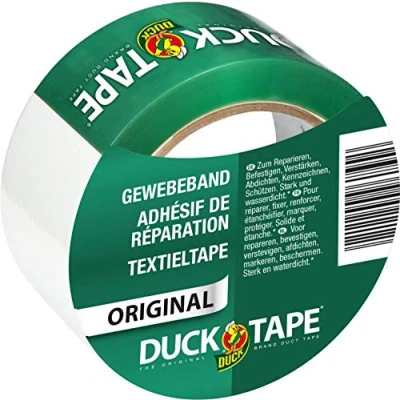 Abbildung von DUCK TAPE 106 05 Original Gewebeband Selbstklebendes Klebeband mit wasserdichter Oberfläche Panzertape extra stark für innen &amp; außen 50mm x 25m Weiß