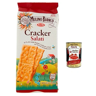 Abbildung von 6x Mulino Bianco Cracker Salati herzhafter mit nachhaltigem Mehl 500g + Italian goumet polpa 400g