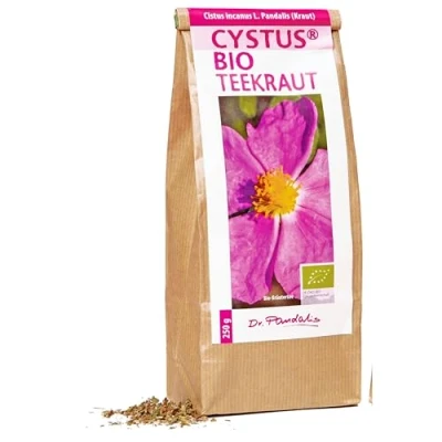 Abbildung von Dr. Pandalis Bio Zistrosenkraut 250g Cistus Incanus Tee in Premium Qualität 100% loser Cystus Das Original aus der Apotheke Cystrosentee nach althergebrachter Weise