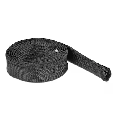 Abbildung von Delock Geflechtschlauch mit Reißverschluss hitzebeständig 2 m x 50 mm schwarz