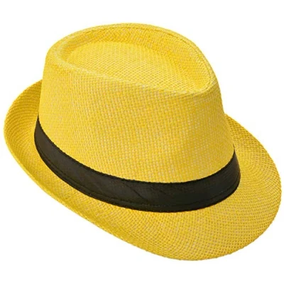 Abbildung von Miobo Strohhut, Panamahut Fedorahut,Trilby Design,Sonnenschutz 60 Strohhut Gelb