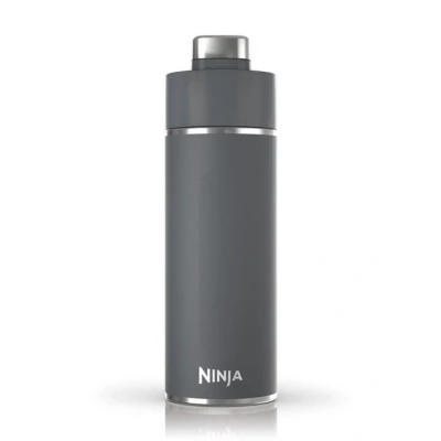 Abbildung von Ninja Thirsti Wasserflasche/Thermobecher to go, 700ml, auslaufsicherer Deckel, für kohlensäurehaltige, heiße &amp; kalte Getränke, dreifach isolierter Travel Mug, Edelstahlflasche, Grau, DW2401EUUKGY