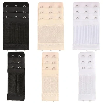 Abbildung von 6 StüCk BH VerläNgerung FüR Damen, 3 Reihen 2 Haken Haken, Verschluss Weiß, Schwarz, Beige