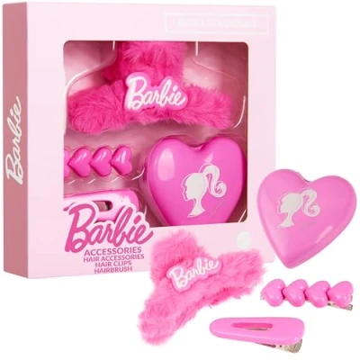 Abbildung von Barbie Haarschmuck Set Mädchen Haarspangen, Klappbürste &amp; Haarklammer, Beauty Haarset Geschenke für Sie