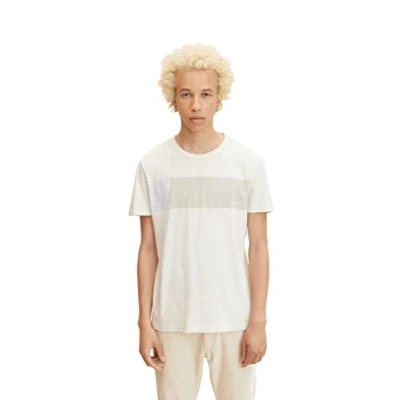 Abbildung von TOM TAILOR Denim Herren T Shirt mit Blockstreifen 1033037, 10338 Soft Light Beige, L