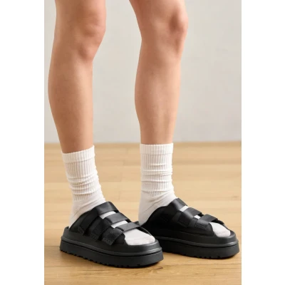 Abbildung von UGG Goldenglow Slide Pantolette hoch, Damen, Größe: 42, Black Lederimitat/textil