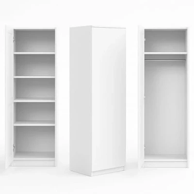 Abbildung von Home Collective Garderobenschrank Garderobe Mehrzweckschrank weiß 50cm Breite 180cm Höhe mit Kleiderstange und Extra Fach, Kleiderschrank Organizer
