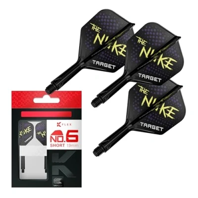 Abbildung von Target Darts Luke Littler K Flex Flights and Shaft System, No.6(19mm) 3er Set Kflex Flights, Spieler Edition Accessories No 6 Flight, Dart Schaft Kurz Länge