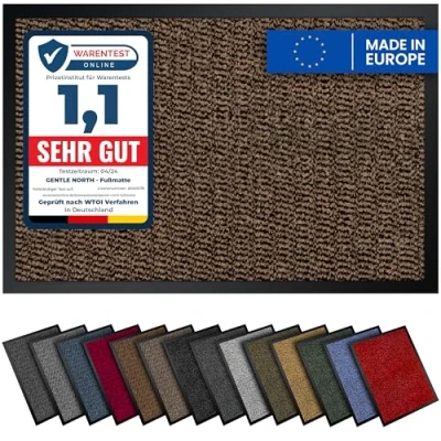 Abbildung von Gentle North Hochwertige Fußmatte Beige Schwarz 40x60cm groß für Innen &amp; Außen Schmutzfangmatte rutschfest, waschbar wetterfest Fussmatte Eingangsbereich Aussenbereich Läufer Flur dünn
