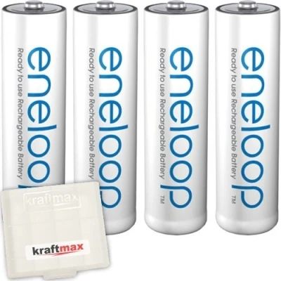 Abbildung von kraftmax 4er Pack Panasonic Eneloop AA Akkus Hochleistungs Batterien in Box Akku (1 St)