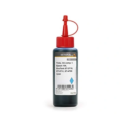 Abbildung von Octopus Nachfülltinte kompatibel für Epson 104, EcoTank ET 2710, 2711, 4700 Cyan (Non OEM) 1 Liter