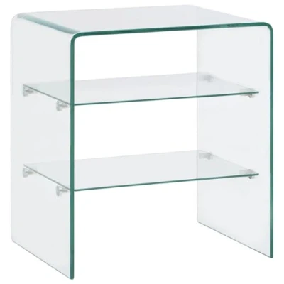 Abbildung von vidaXL Couchtisch mit 2 Regale Beistelltisch Glastisch Wohnzimmertisch Sofatisch Teetisch Kaffeetisch Tisch 50x40x56cm Hartglas 10mm
