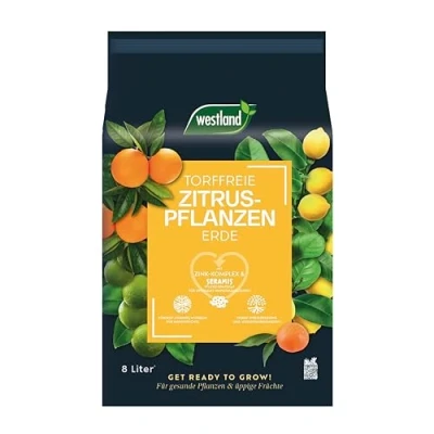 Abbildung von Westland Zitruspflanzen Erde, 8 l Erde mit Tongranulat für gesunde Zitronenpflanzen, Zitruserde zur optimalen Wasser und Nährstoffversorgung