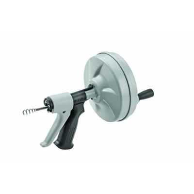 Abbildung von RIDGID 57038 Kwik Spin+ Handspirale mit AUTOFEED Spiralenvorschub, knickbeständige Maxcore Rohrreinigerspirale zur Reinigung blockierter Abflussleitungen, bis 40 mm, Silber