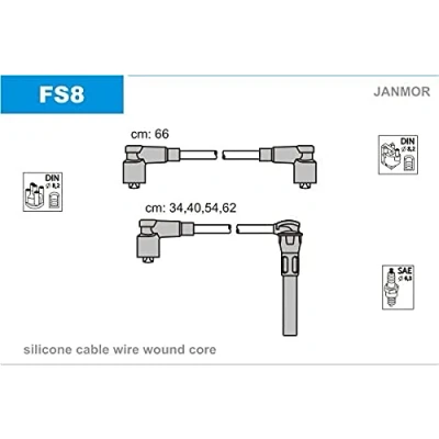 Abbildung von JANMOR FS8 Zündkabelsatz FORD: Sierra Mk2 Limousine, SCORPIO Mk1 1