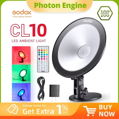Abbildung von Godox CL10 RGB Ambient LED Light 36.000 Farben, 29 Effekte App Steuerung Kompakt &amp; Leise USB C