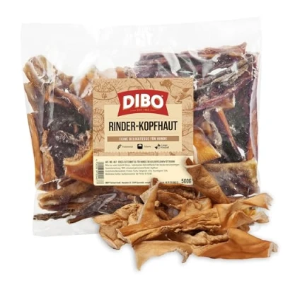 Abbildung von DIBO Rinderkopfhaut, 500g Beutel, Naturkau Snack oder Leckerli für Zwischendurch, Hundefutter, Qualitätskauartikel ohne Chemie