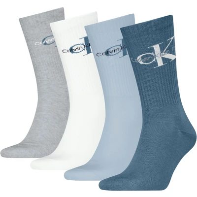 Abbildung von Calvin Klein Underwear MEN SOCK Giftbox Monogram 4 PACK Socken, Herren, Größe: One Size, Blue combo