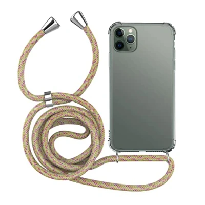 Abbildung von MyGadget Handykette für iPhone 11 Pro [ TPU Hülle mit verstellbaren Band ] Handyhülle Handyband zum Umhängen Kordel Schnur Case Schutzhülle Bunt