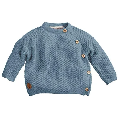 Abbildung von Bio Baby Jacke Schlüttli Strick 100% Baumwolle (KbA) GOTS zertifiziert, Blau, 74/80