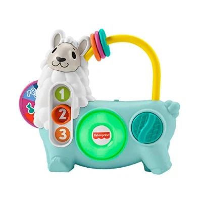 Abbildung von Fisher Price Linkimals Lernspielzeug für Baby und Kleinkind mit interaktiven Lichtern Musik, 123 Activiteit Lama, niederländische Version ​, HNM96
